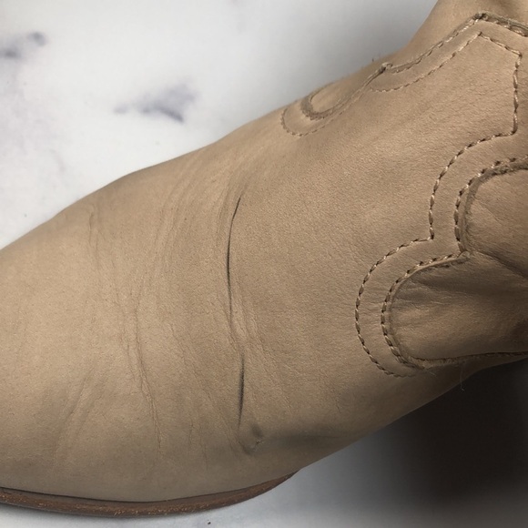 FRYE REINA Western Ankle Side Zip Bootie Neutral Leather, Size 7.5M - Picture 4 of 14